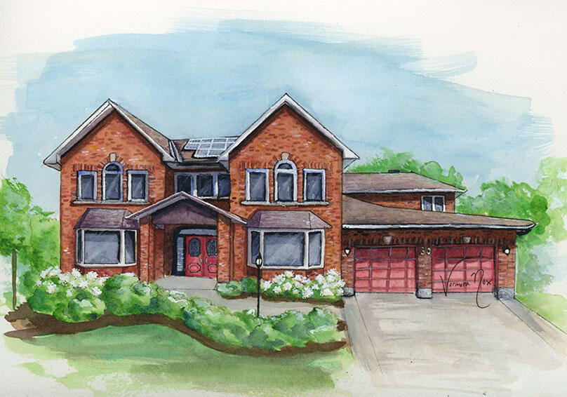 Pen & Watercolour House Portrait 2